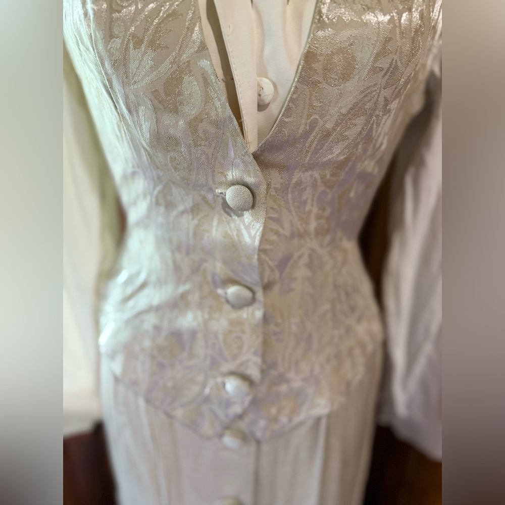 Vintage Miss Scarlet size 6 Elegant Cream‎ Button-Up Dress - Picture 7 of 12